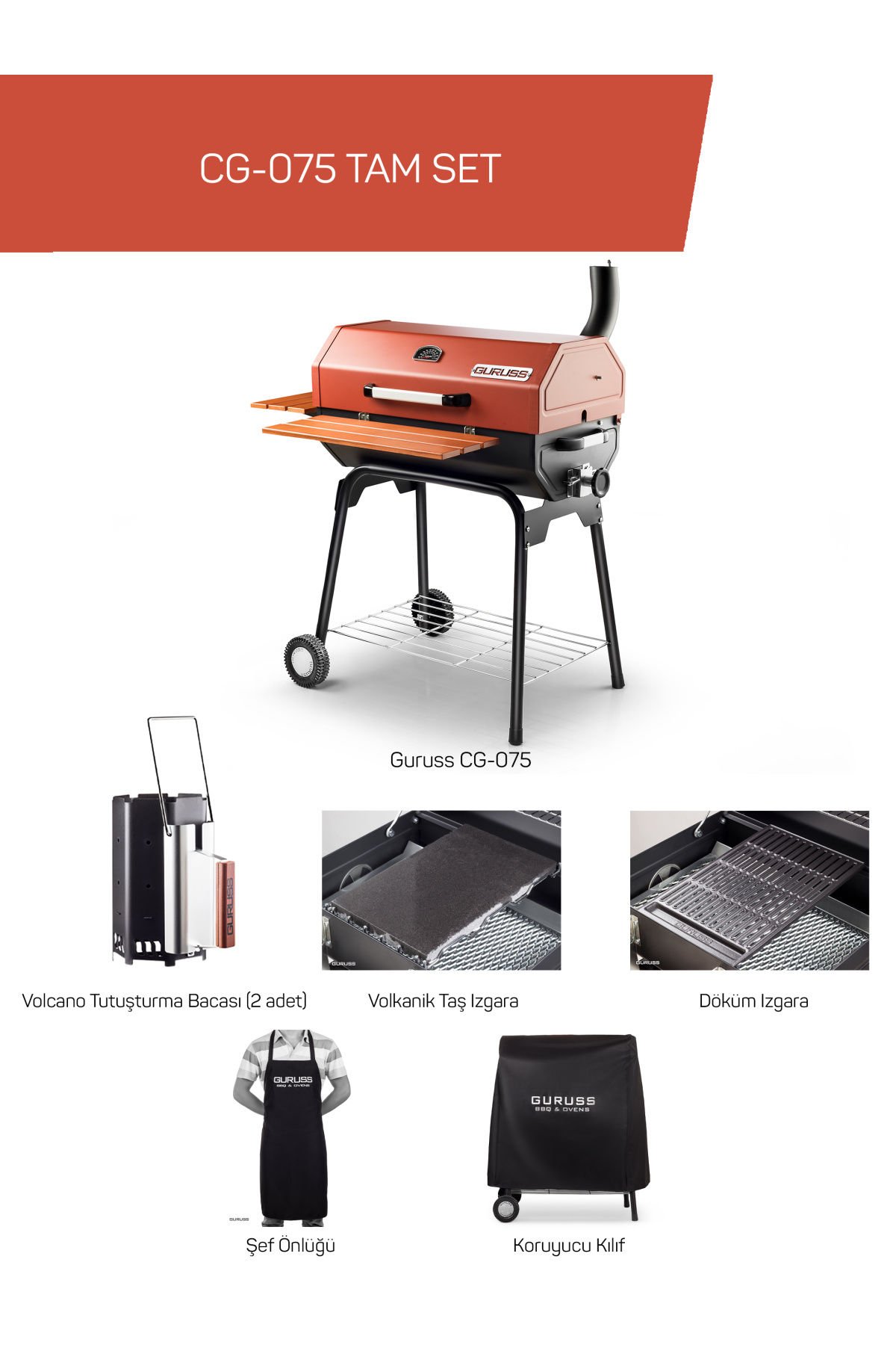 Guruss CG-075 Tam Set Oksit Kırmızı